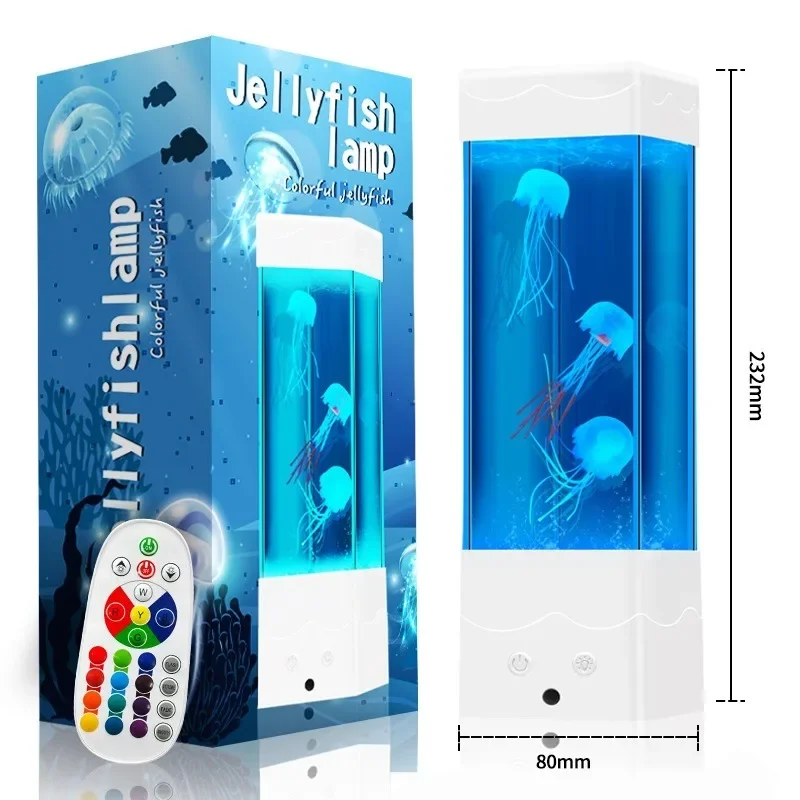 Fish Lamp Artificial Fish Tank with USB Powered Option Aquarium Lamp with Remote Control Mood Light for Relax