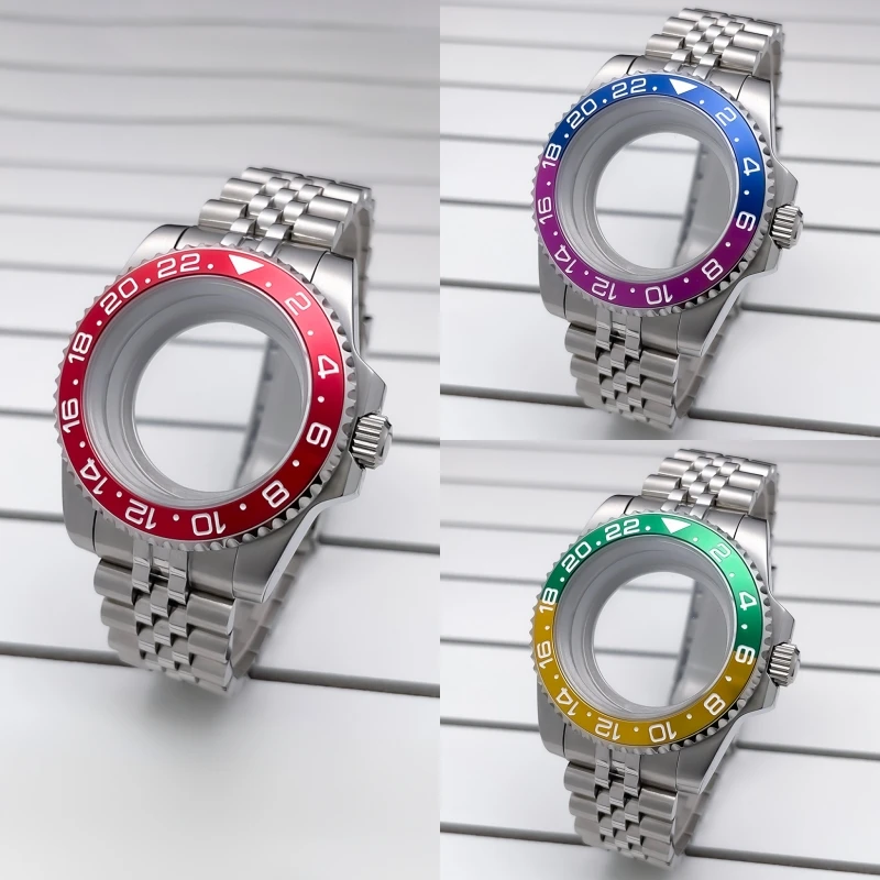 NH35 Gehäuse 40mm Sub GMT Jubile Edelstahlarmband Saphirglas für Seik Mod Zubehör NH35 NH36 NH34 Uhrwerk Uhrengehäuse