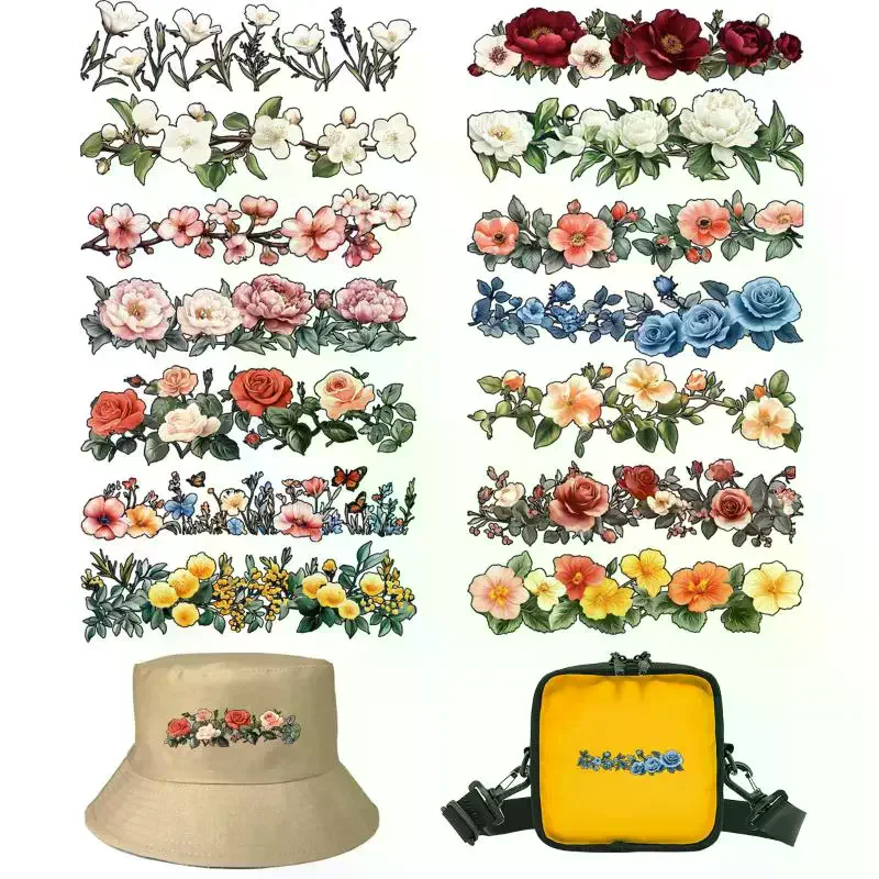 

7/14 шт., красивые цветочные теплопередающие нашивки на одежде, легко резать, термовиниловые теплопередающие нашивки для кукол, одежда, сделай сам, ремесло
