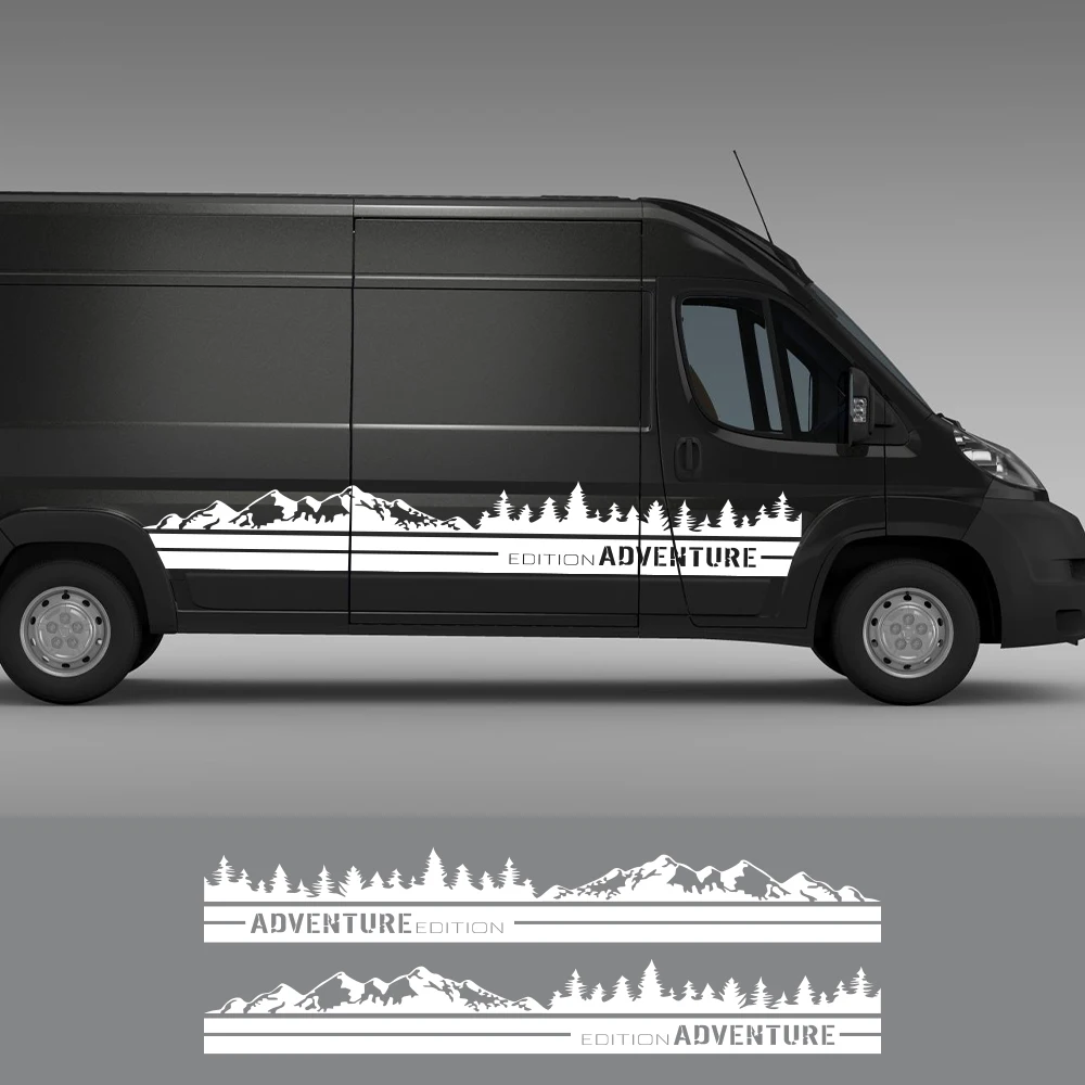 Van Door Side Stickers For Fiat Ducato Peugeot Boxer Citroen Jumper Camper Car Graphics Mountain Decor Decals Tuning Accessories