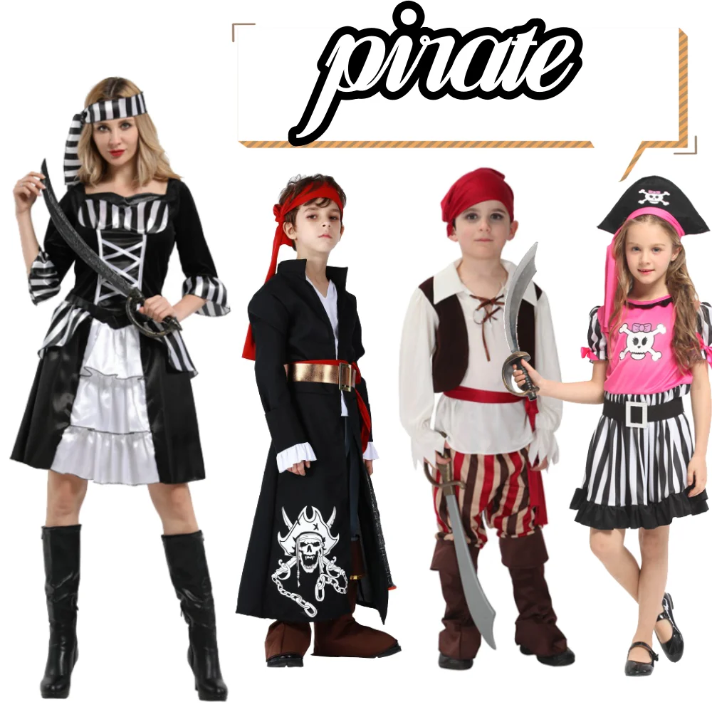 Bühnenkostüme für Festival-Performance, Messerskelette, karibische Piraten-Performance-Kostüme für Kinder und Erwachsene, Leistung
