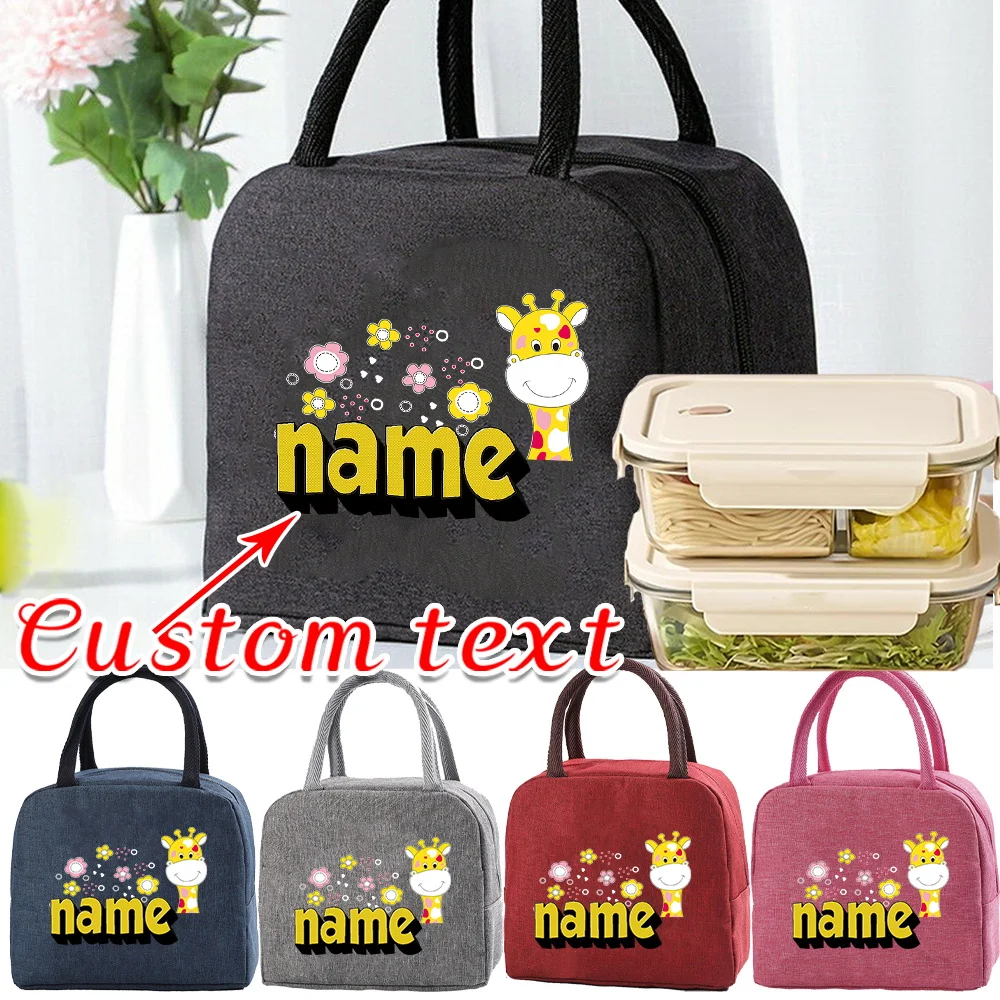 

Personalized Customization Name Insulated Lunch Bag Thickened Food Bento Bag Travel Picnic Bag Cartoon Series