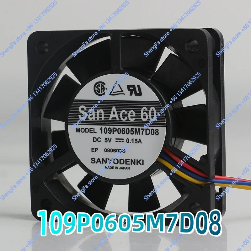 Cooling fan New Sanyo 12V 24V 48V AC EC 6015 60X60X15MM three wire Double ball bearing USB chassis 109P0605M7D08 DC 5V 0.15A