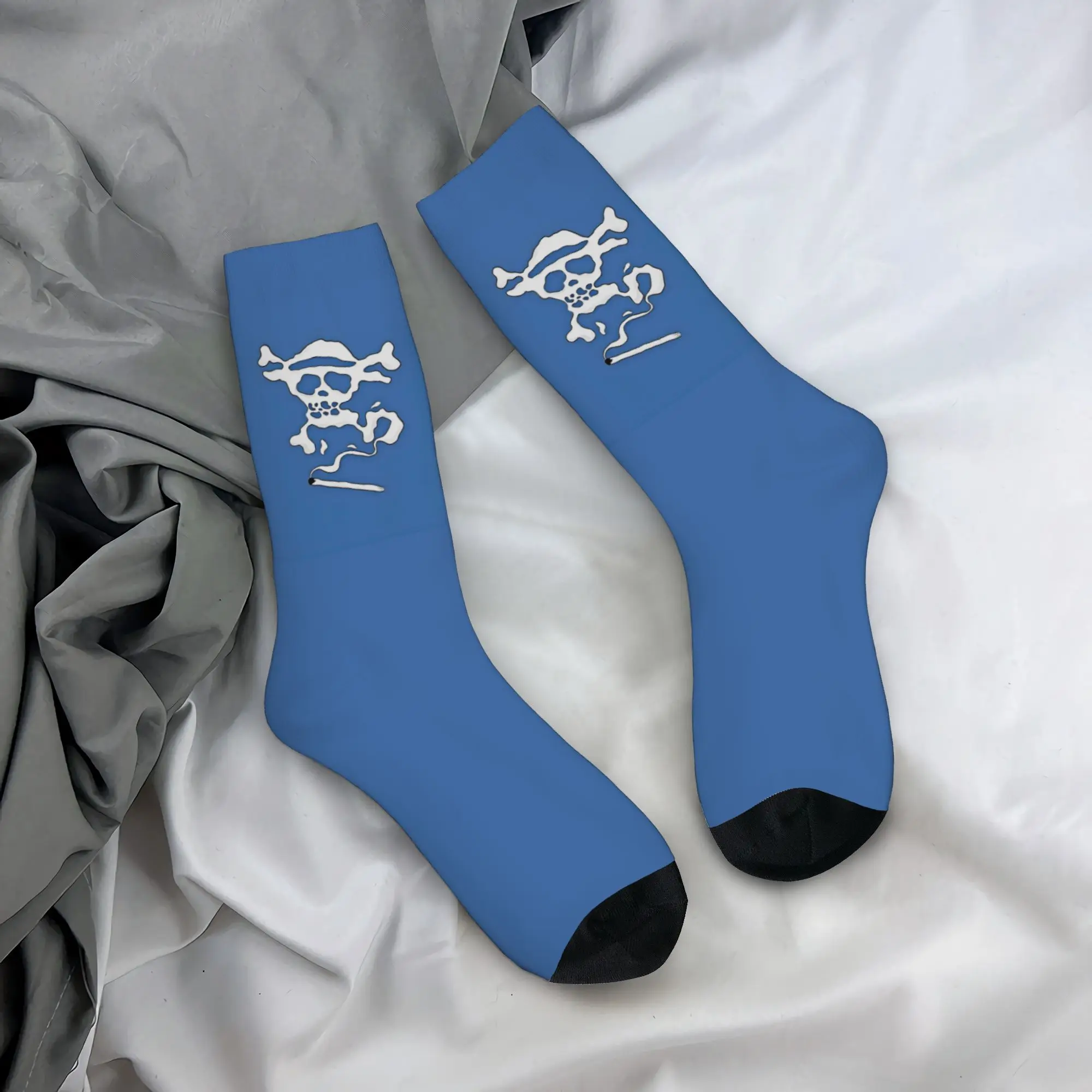 Funny Sock One Piece Sanji smoke Harajuku Seamless Pattern Printed Men Socks Novelty Men's Socks