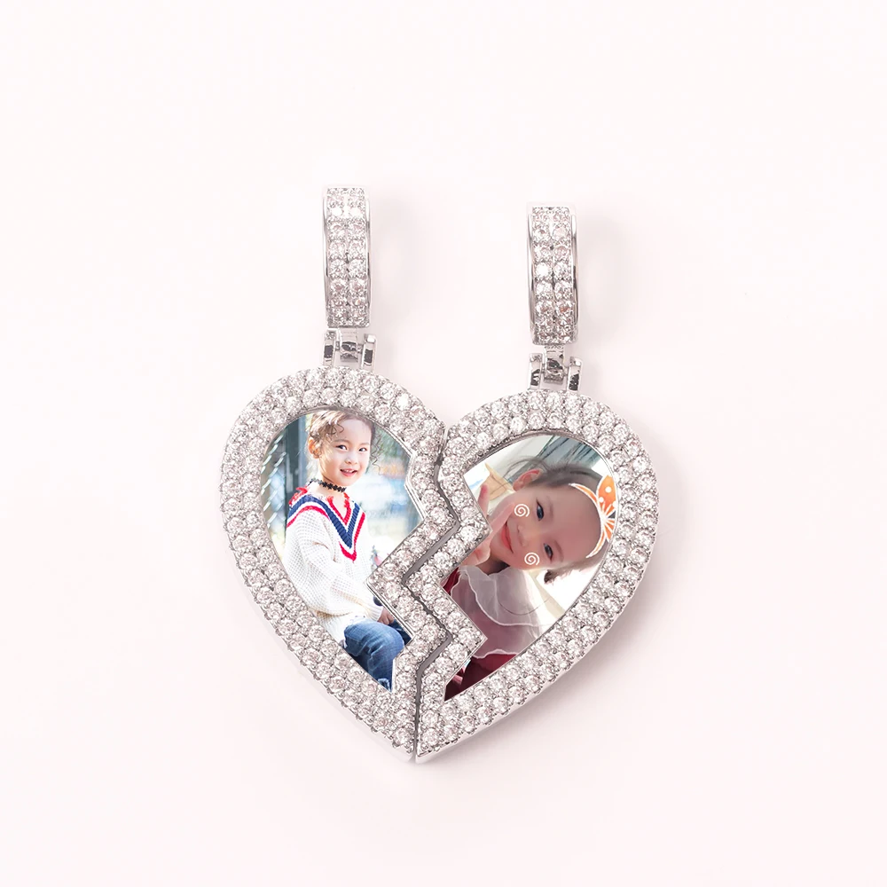 European And American Fashion DIY Memory Photo Frame Commemorative Pendant Creative Hip-hop Heartbreak Love Stitching Necklace