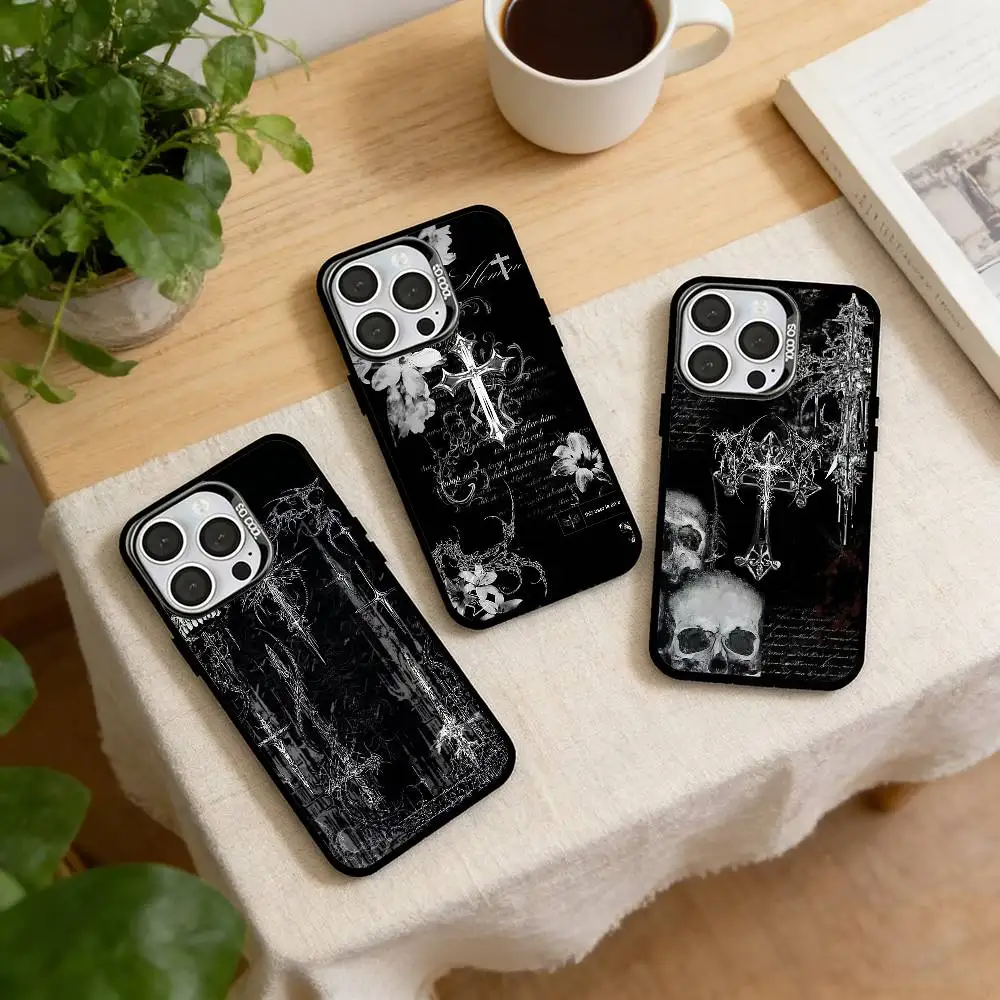 

Gothic Style Case Phone Case For iPhone 17,16,15,14,13,12,11 Plus,Pro Max,XS,Colorful Silver Black Cover