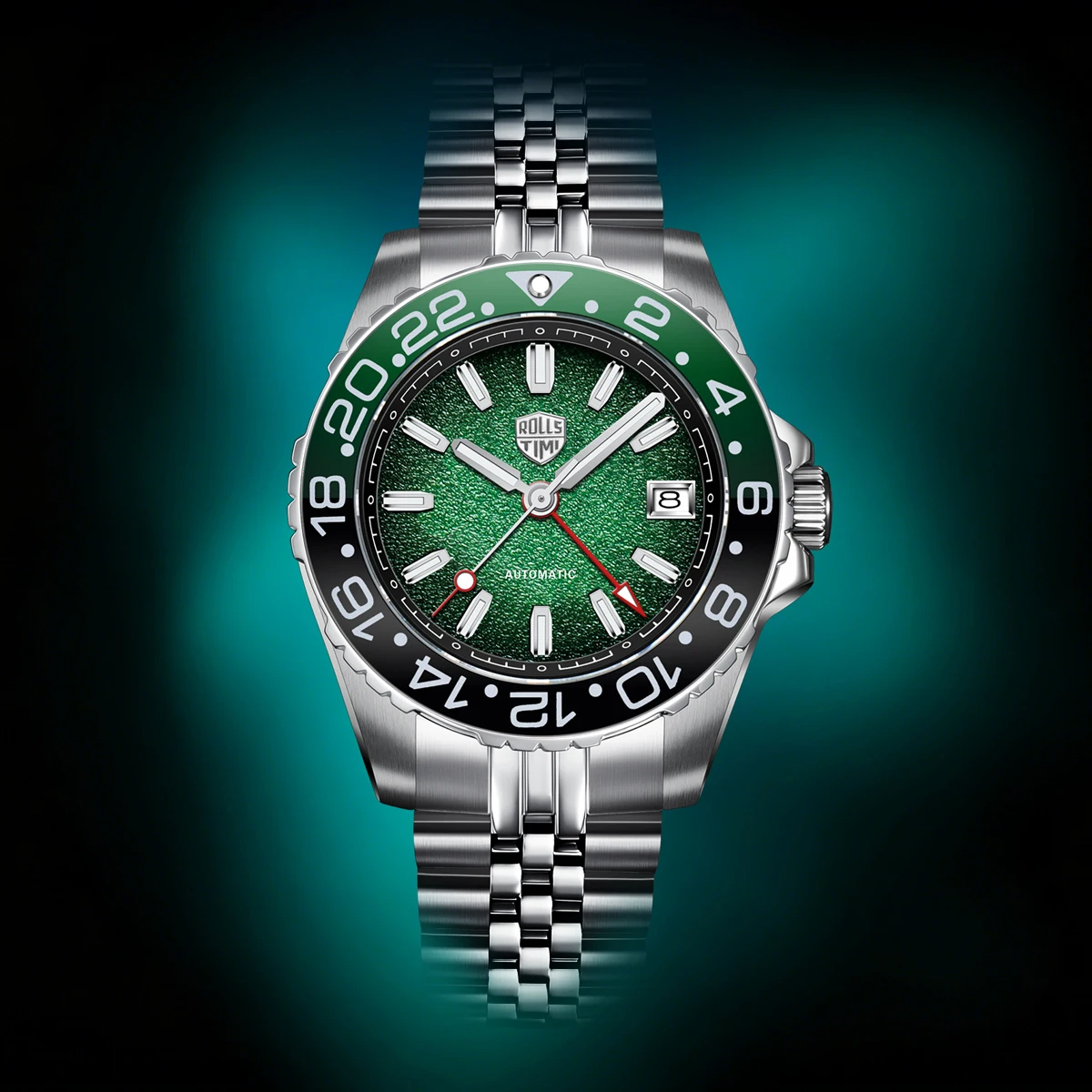 

Мужские автоматические часы RollsTimi New GMT с механизмом NH34, сапфировым стеклом AR, светящимся циферблатом, водонепроницаемые, 2026