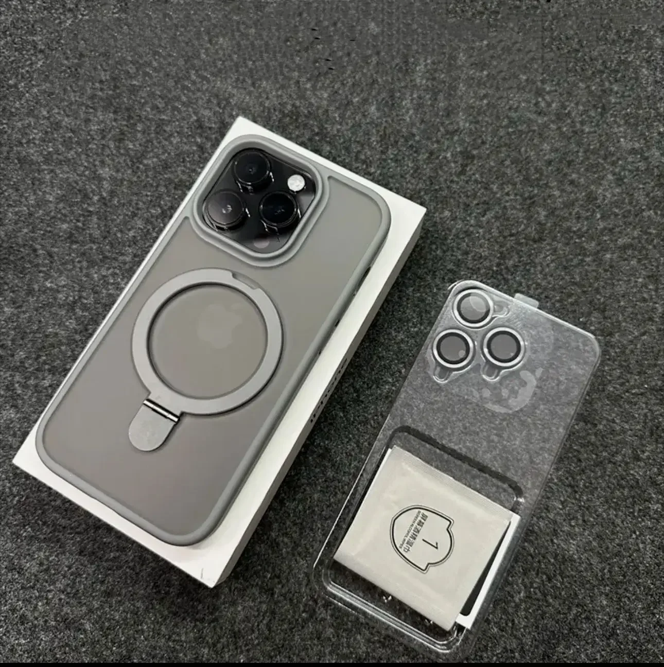 Metall-Ringständer Matt Magnetische Hülle für Magsafe iPhone Air 17 16 15 14 13 12 11 Pro Max Plus mit Objektivschutz Mac Safe Cover