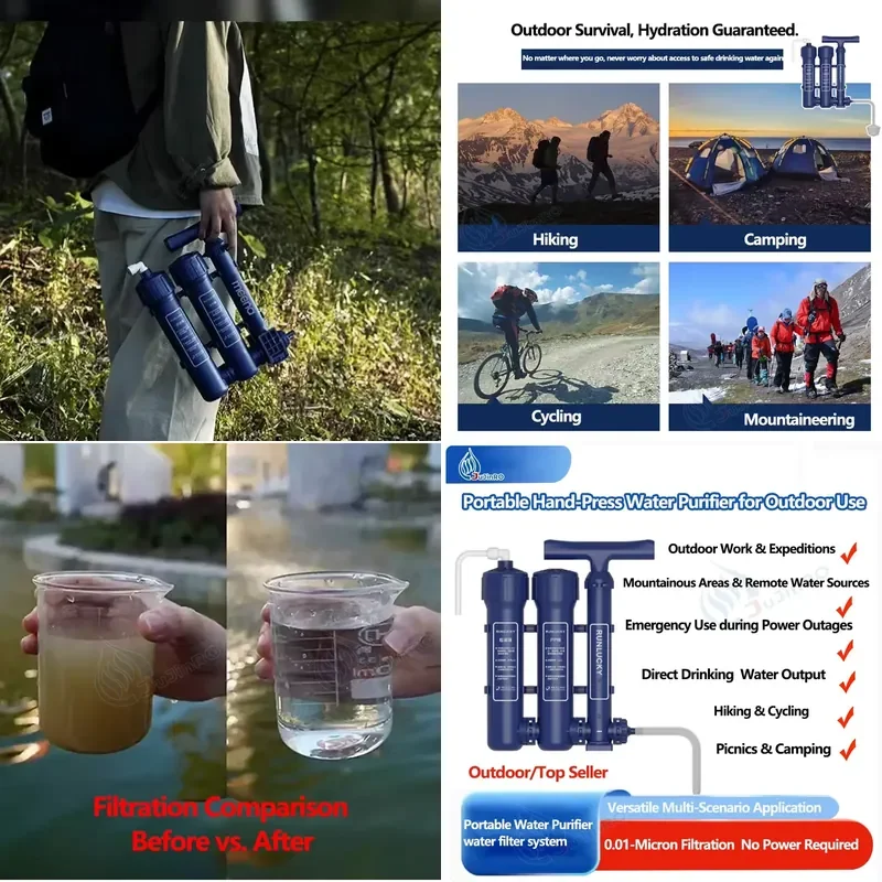 Outdoor Hand-operated Water Purifier Portable Outdoor Filter Uf Water Treatment River Water Purification Filter