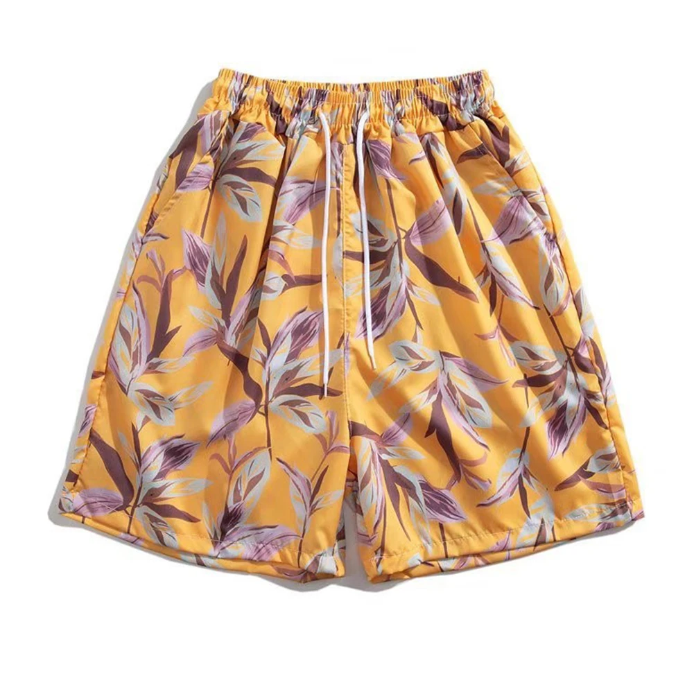 For Beach For Swimming Printed Swim Trunks Beach Shorts Summer Holidays Drawstring Swimming Trunks Drawstring Waist