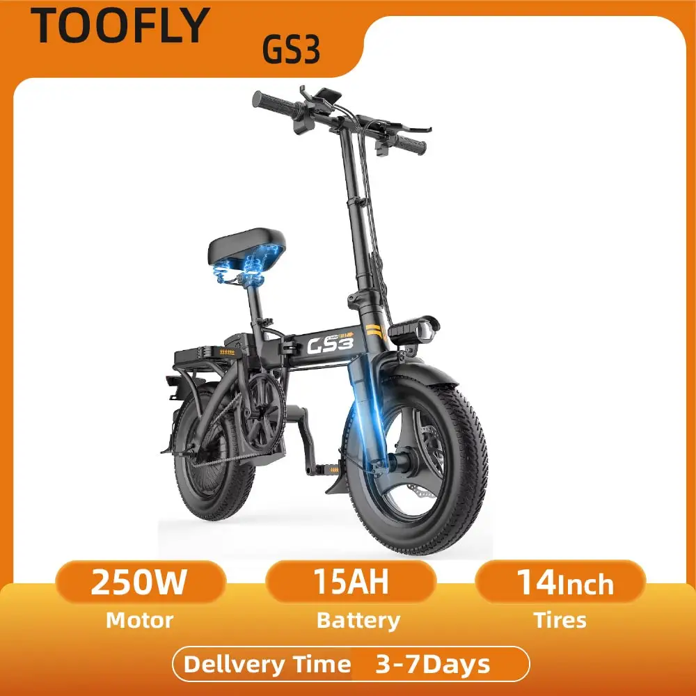 TOOFLY GS3 adulte vélo électrique 250W moteur 48V15AH batterie déplacement urbain EBike 14 pouces pneu pliable vélo électrique