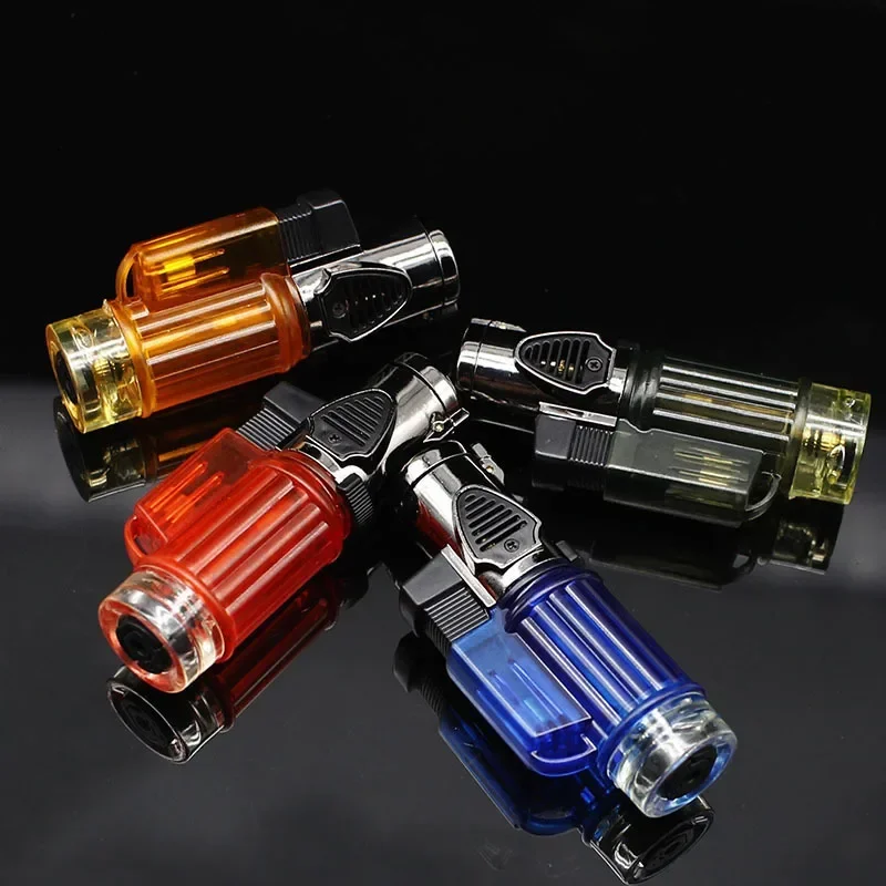 Triple Torch Lighter Powerful Jet Butane Pipe Cigar Lighter Portable Spray Gun Gas  Windproof Outdoor Gadgets For Man