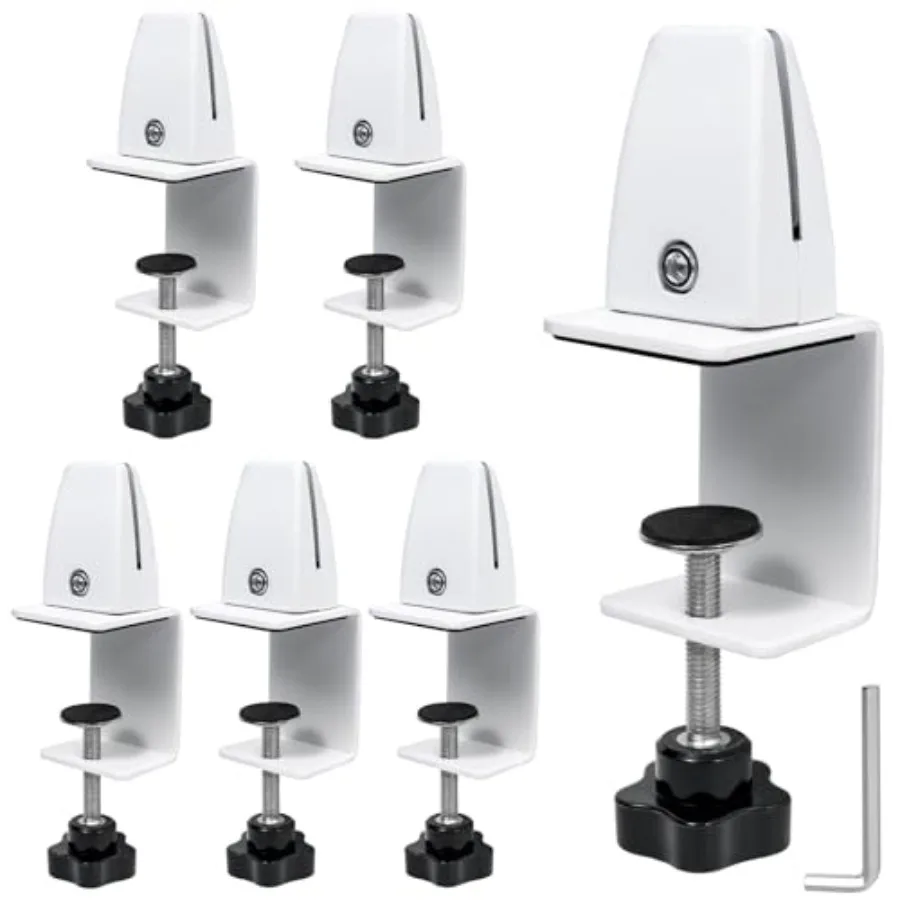 

Sneeze Guard Support Clamps, Adjustable Desk Divider Partition Clips for 0.1 to 1 Inch Thick Panels, Acrylic Plexiglass Partiti