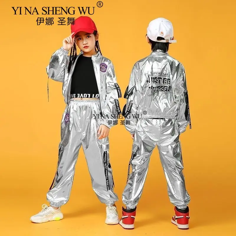 New Year Children's Street Dance Space Suit Autumn/Winter Smart Runway Tech Drum Group Performance Wear T-Shirt