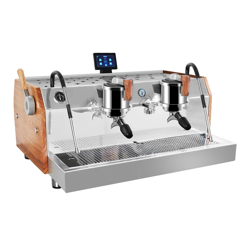 EM-100 Máquina de café expreso de 9bar, caldera de café 1.2LX2/caldera de vapor, bomba rotativa de tres calderas de 10L, cafetera comercial