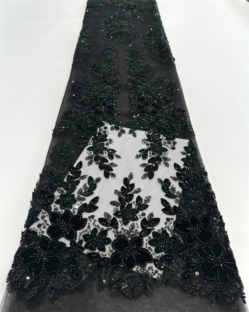 2024 Роскошная африканская бисерная высококачественная нигерийская блестка с жемчужным кружевом, французская тюлевая кружевная ткань для шитья вечерних платьев