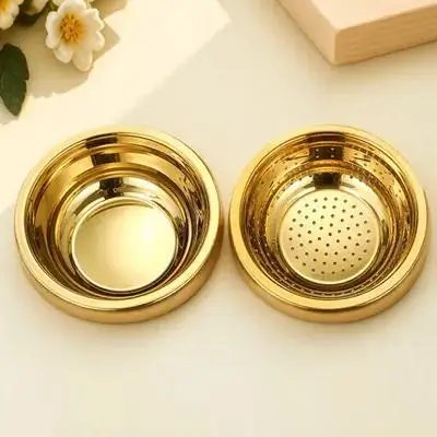 

1 set 18cm Golden Stainless Steel Colander Drain Basket Kitchen Sink Filter Rice Washing Bowl Strainer Fruit Vegetable Cleaning