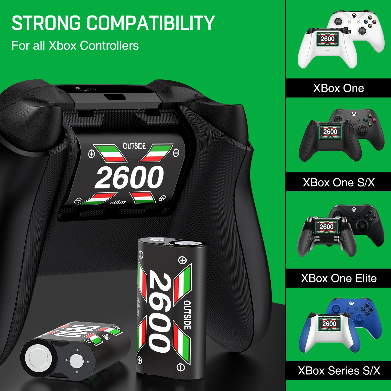 DinoFire Q230 2*2600 mAh Rechargable Batteries Pack For XBOX Serise S/X / XBOX One S/X Charger With Battery for controller