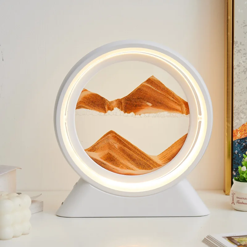 Sandscape Moving Sand Art Picture Quicksand Table Lamp Liquid Hourglass Sand Painting Flowing Sand Bedroom Light Home Decor Gift