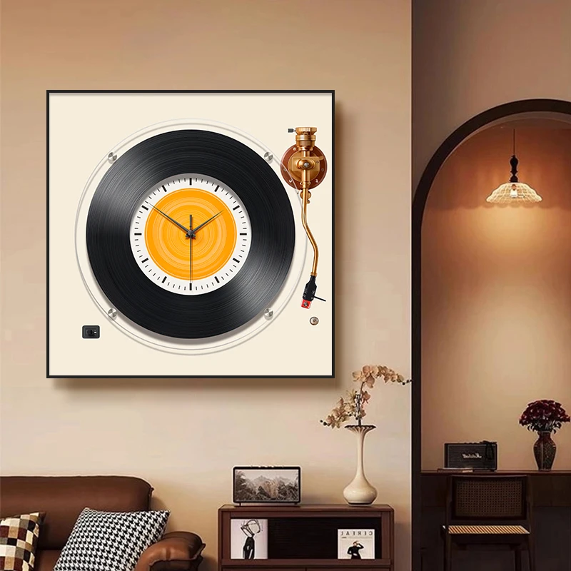 Vinyl Record Wall Clock Creative High-End Acrylic Silent Clock with Abstract Art Design - Desktop Decor Ornament