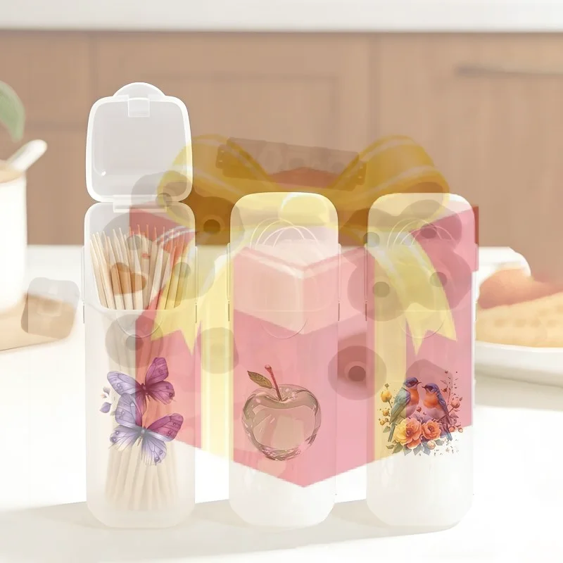 Portable Travel Mini Toothpick Dental Floss Storage Box Cotton Swabs Box Multi-Purpose Perfect For Home Kitchen Table Daily Use