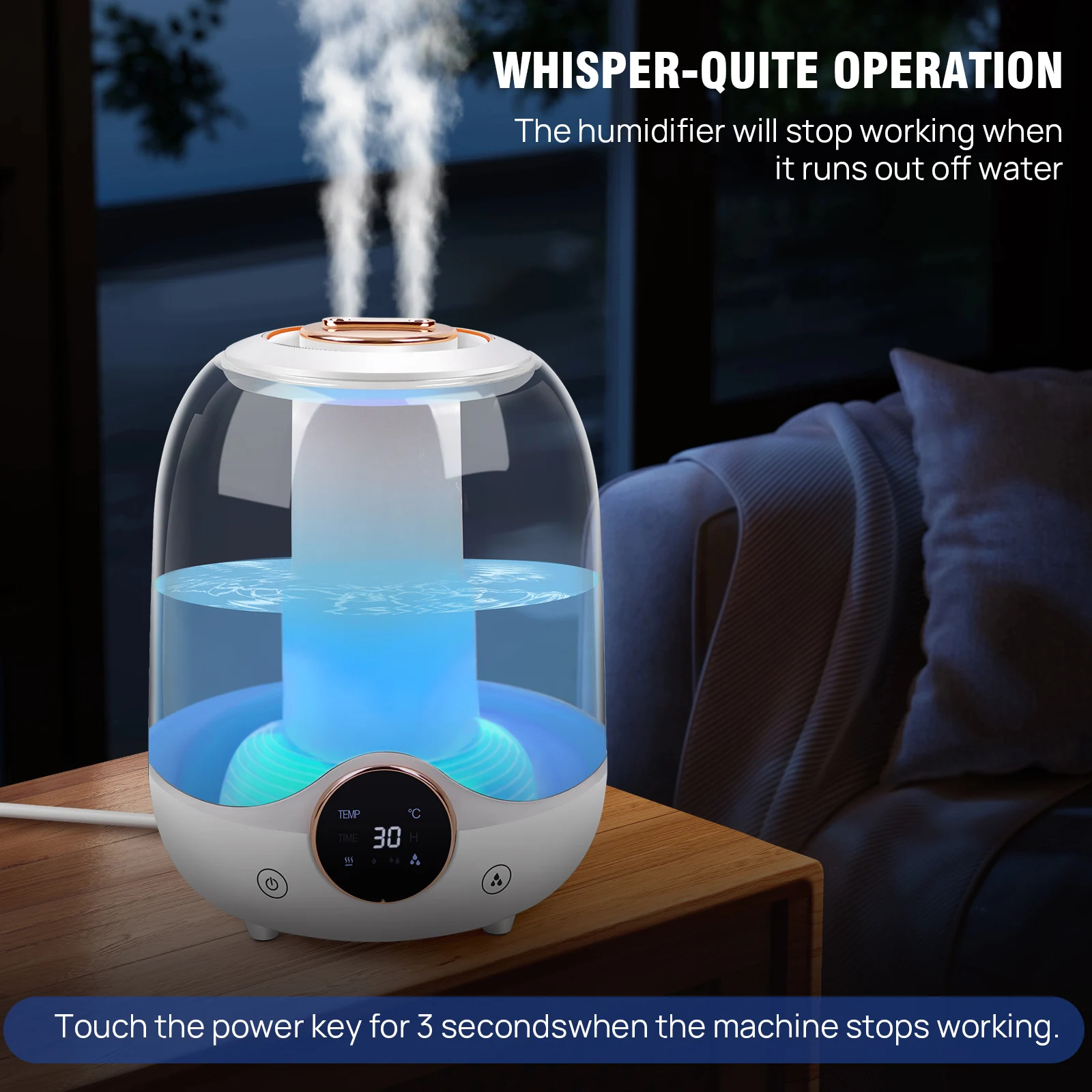 Diffuser voor etherische olie - 3L Geurverspreider Luchtbevochtiger Koele luchtverspreider Stille aromatherapie-diffuser Luchtbevochtiger voor slaapkamer