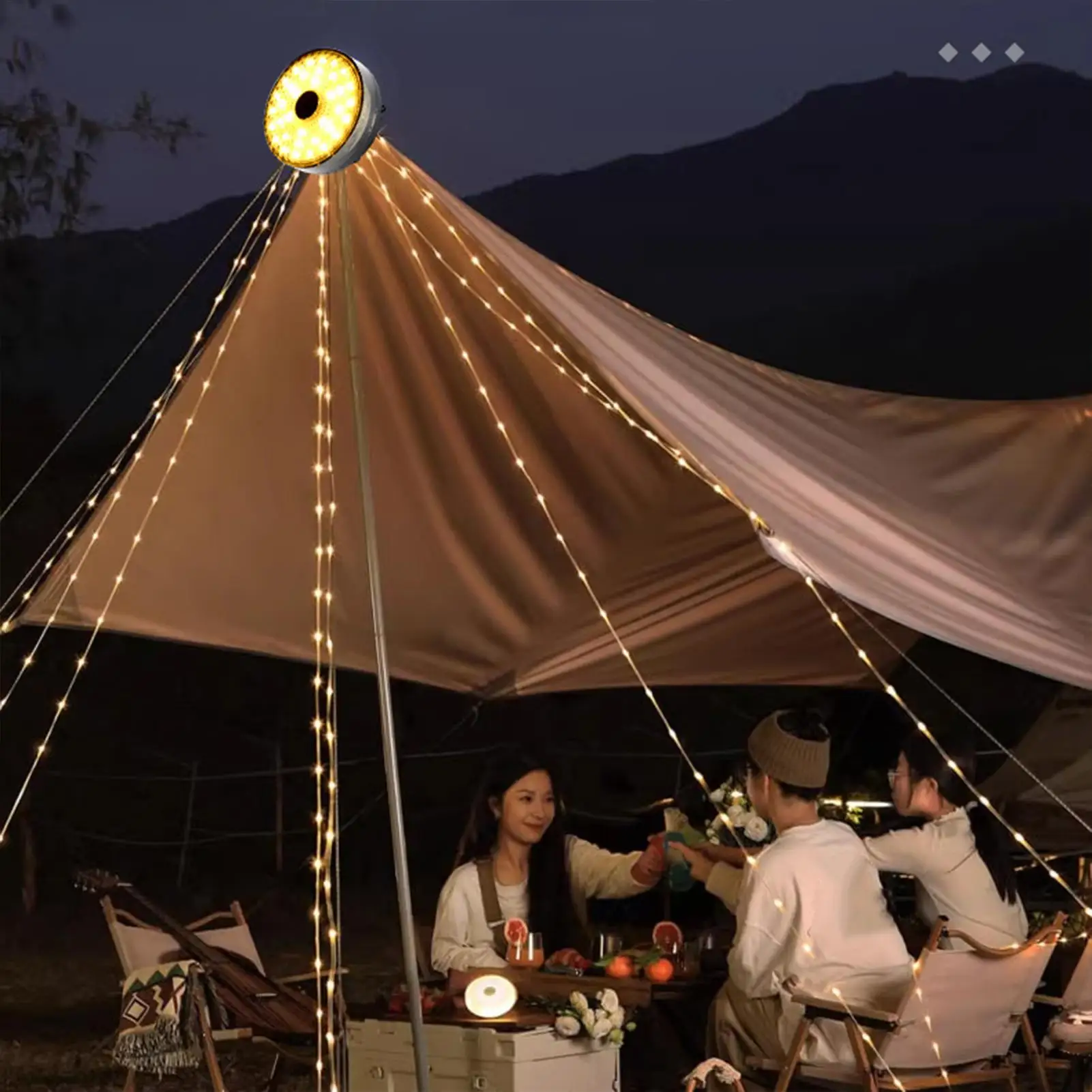 

Солнечные гирлянды для кемпинга, светодиодные солнечные фонари для кемпинга, 65,6 футов, перезаряжаемый водонепроницаемый фонарик для дома, общежития, балкона, палатки на дереве