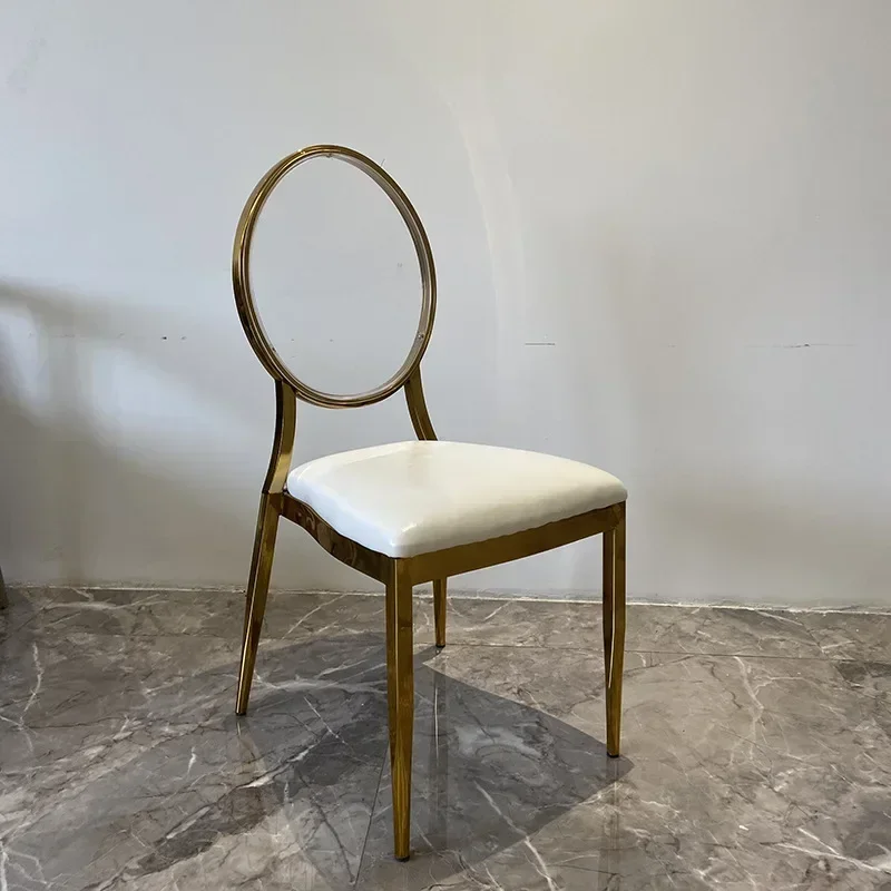 round back gold iron plating chair can be superimposed wedding lobby chair