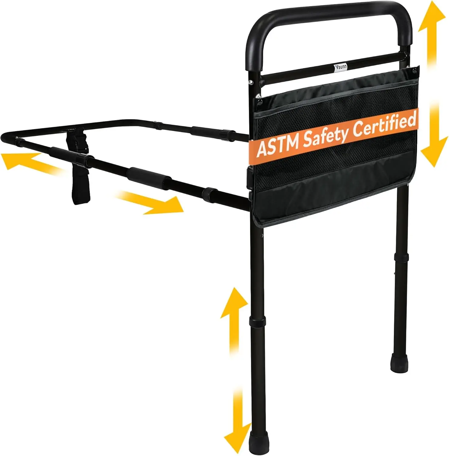 Adjustable Bed Assist Rail with Safety Handle, Tool-Free Assembly for All Bed Sizes