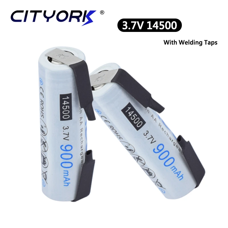 

3.7V 14500 Lithium Rechargeable Batteries 900mAh With Welding Taps AA Li-ion Battery Cell for Led Flashlight Headlamps Toys