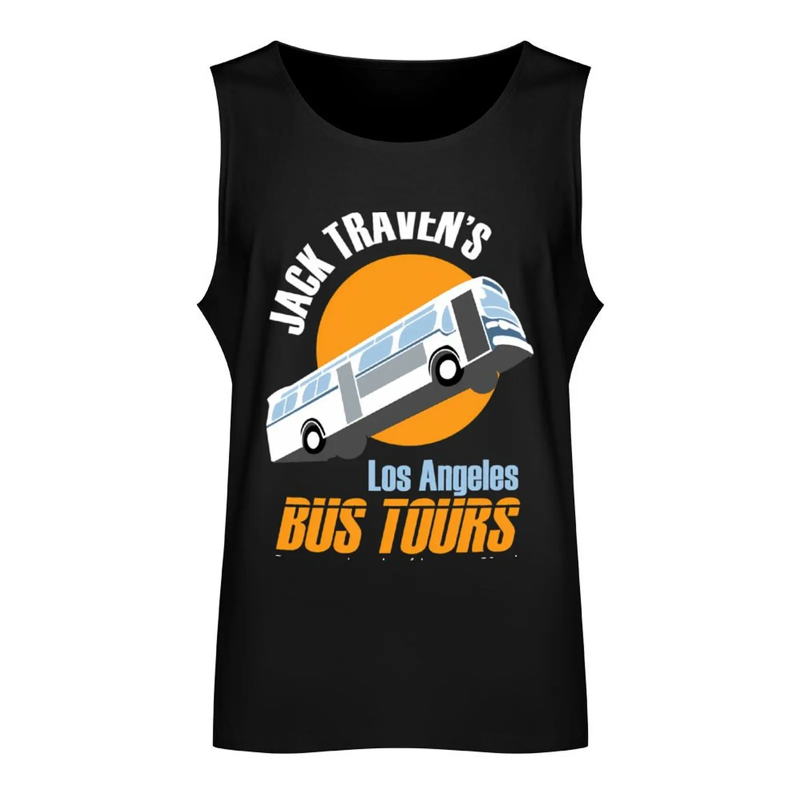 Jack Travens Los Angeles Bus Tours Tank Top sleeveless gym shirts male gym bodybuilding men Bodybuilding clothing man