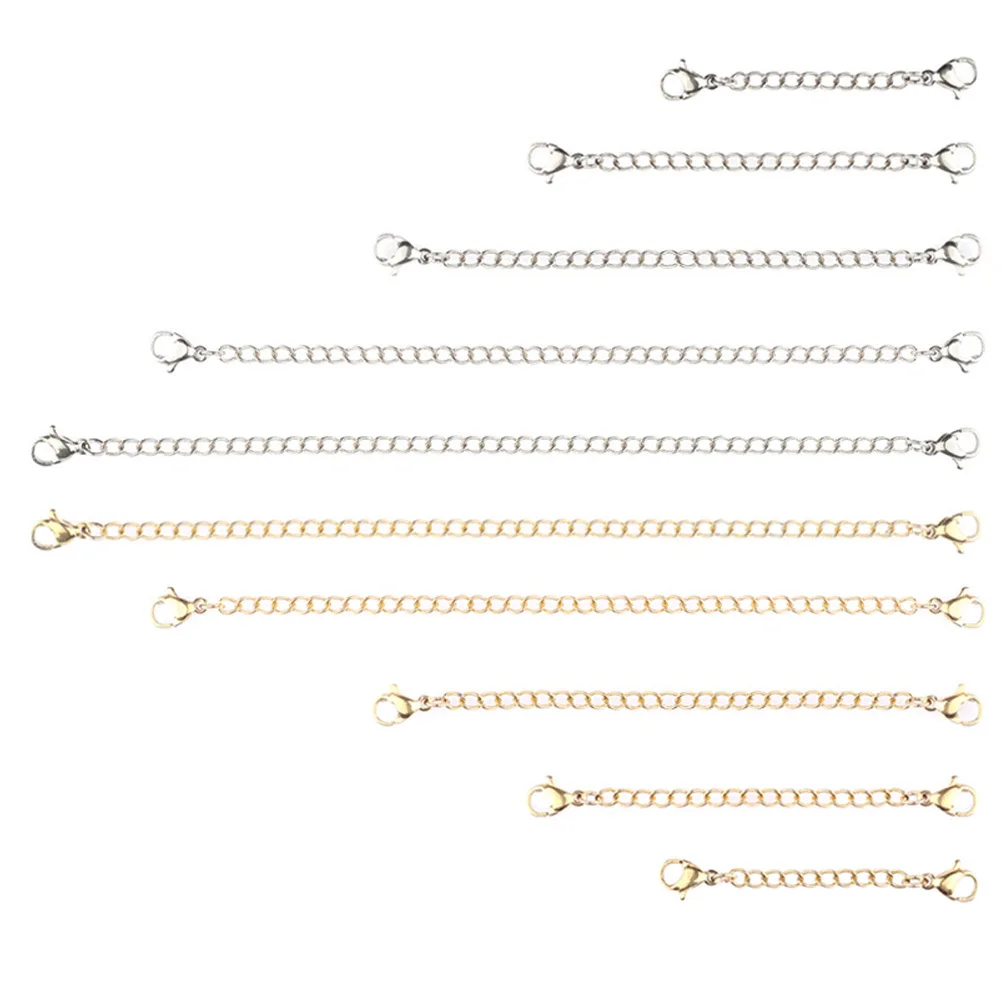 

10Pcs Necklace Extension Chains Stainless Steel Double Lobster Clasp Jewelry Extender Kit for Necklace Bracelet Anklet