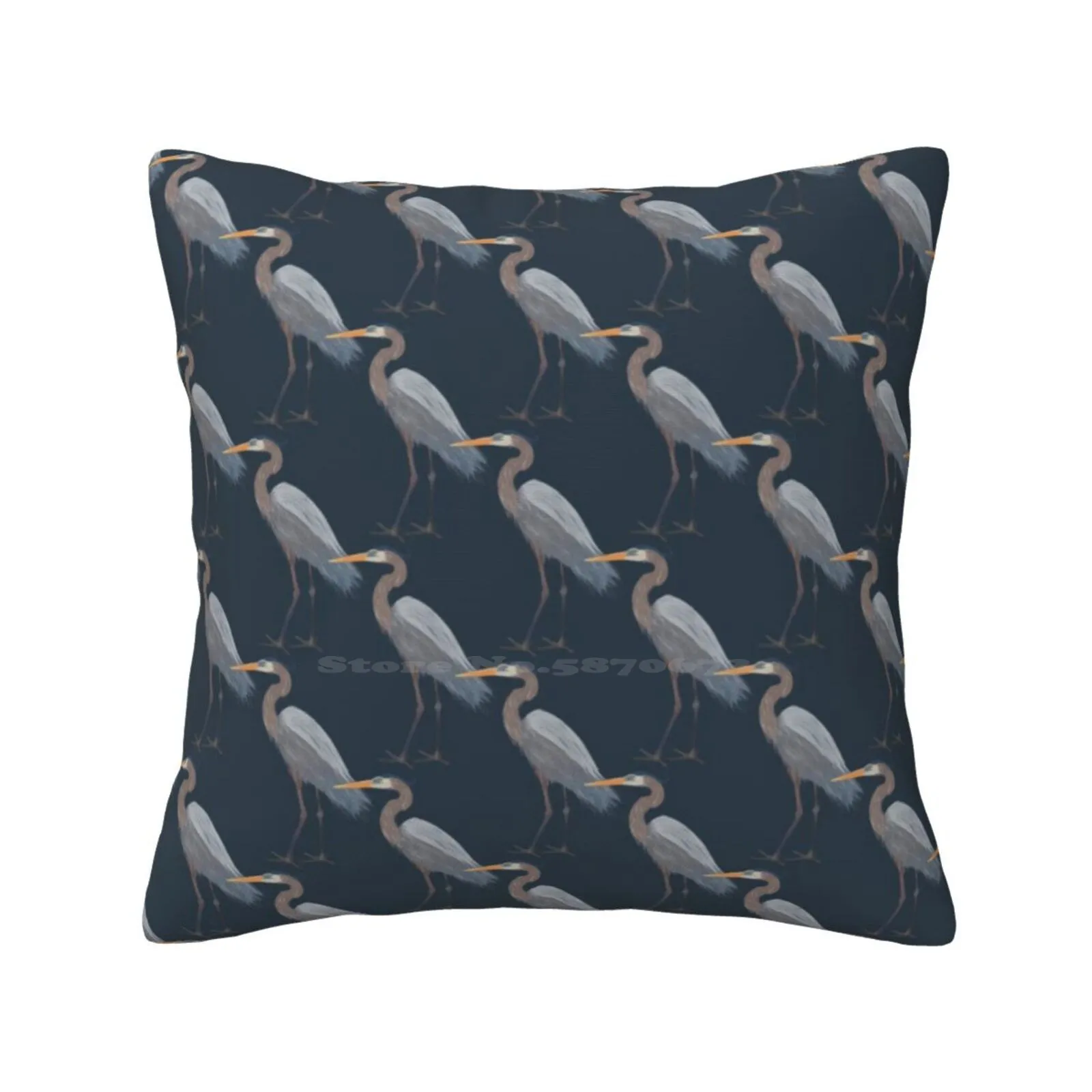 Great Blue Herons Pillowslip Pillowcase Navy Great Blue Herons Birds Waterfoul Swamp Florida Digital Drawing