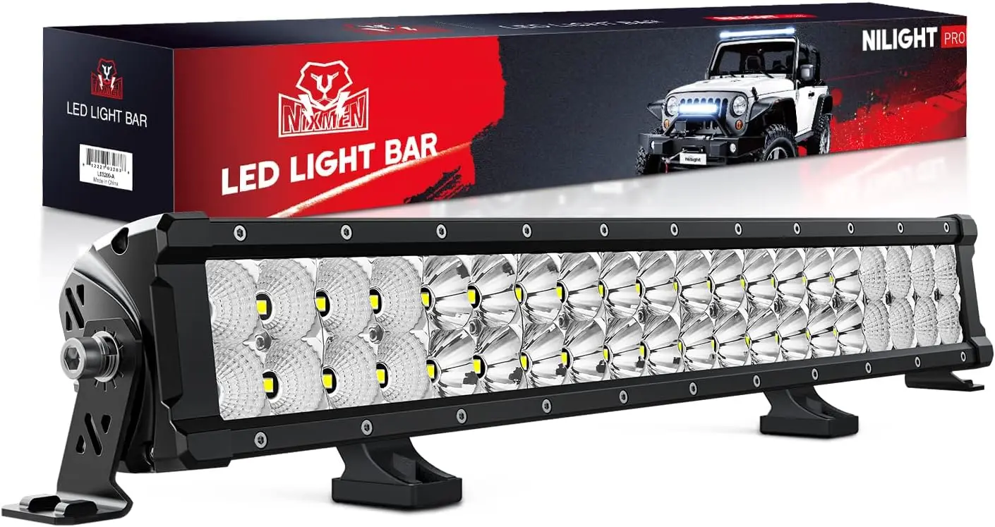 Light Bar 21.6 Inch 200W Flood Spot Combo Beam 24000LM Osram P8/5W Chips Offroad Lighting IP68 LED Driving Light for Pickup Truc