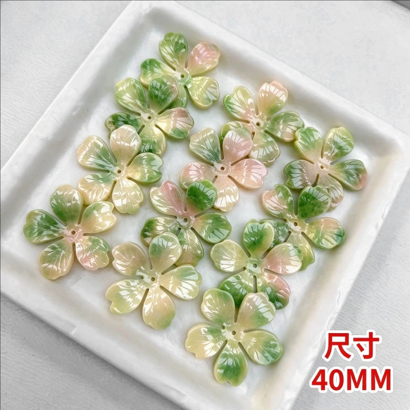 50Pcs/Lot New Acetic Acid 40MM Torus Imitation Shell Flower Beads Petals Charm Connectors Diy Hair Jewelry Making Accessories