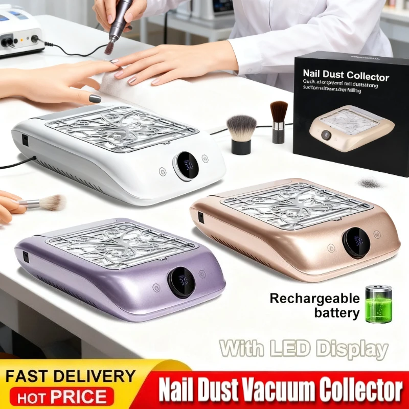 

Rechargeable Powerful Nail Dust Vacuum Collector Cordless Nails Dust Extractor With LED Display Adjustable Speed Manicure Tools