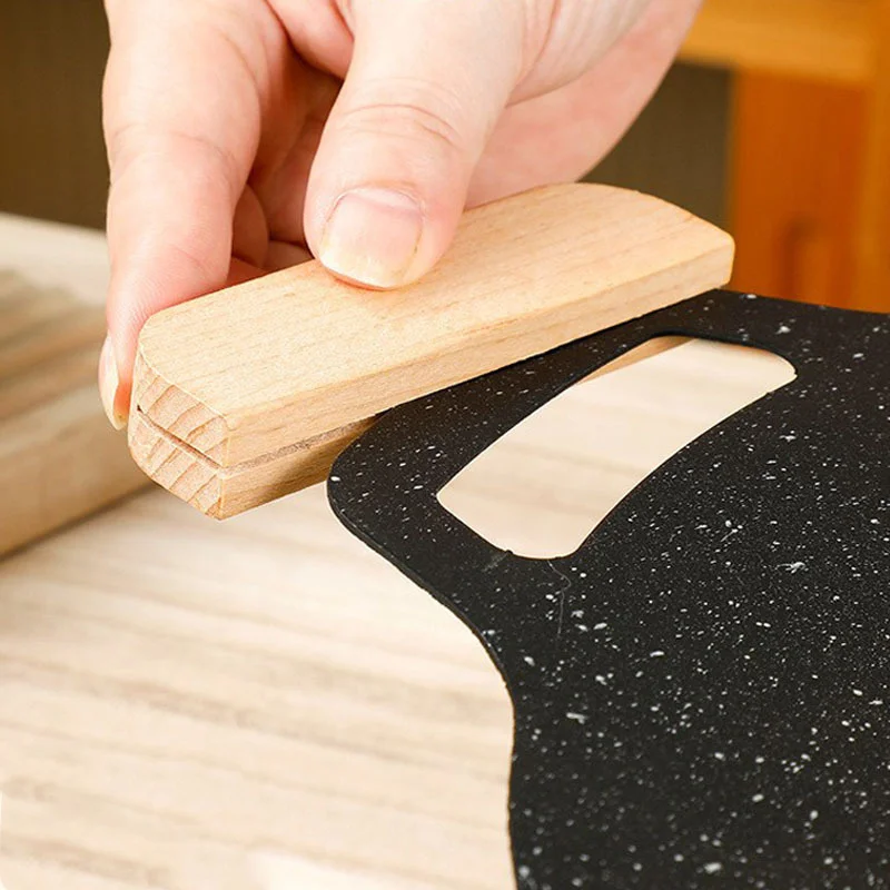 【B】2Pcs Wood Pan Insulated Handles Anti Scald Portable BBQ Plate Handle For Cookware Sauce Pan Sauteing Grilling Pan
