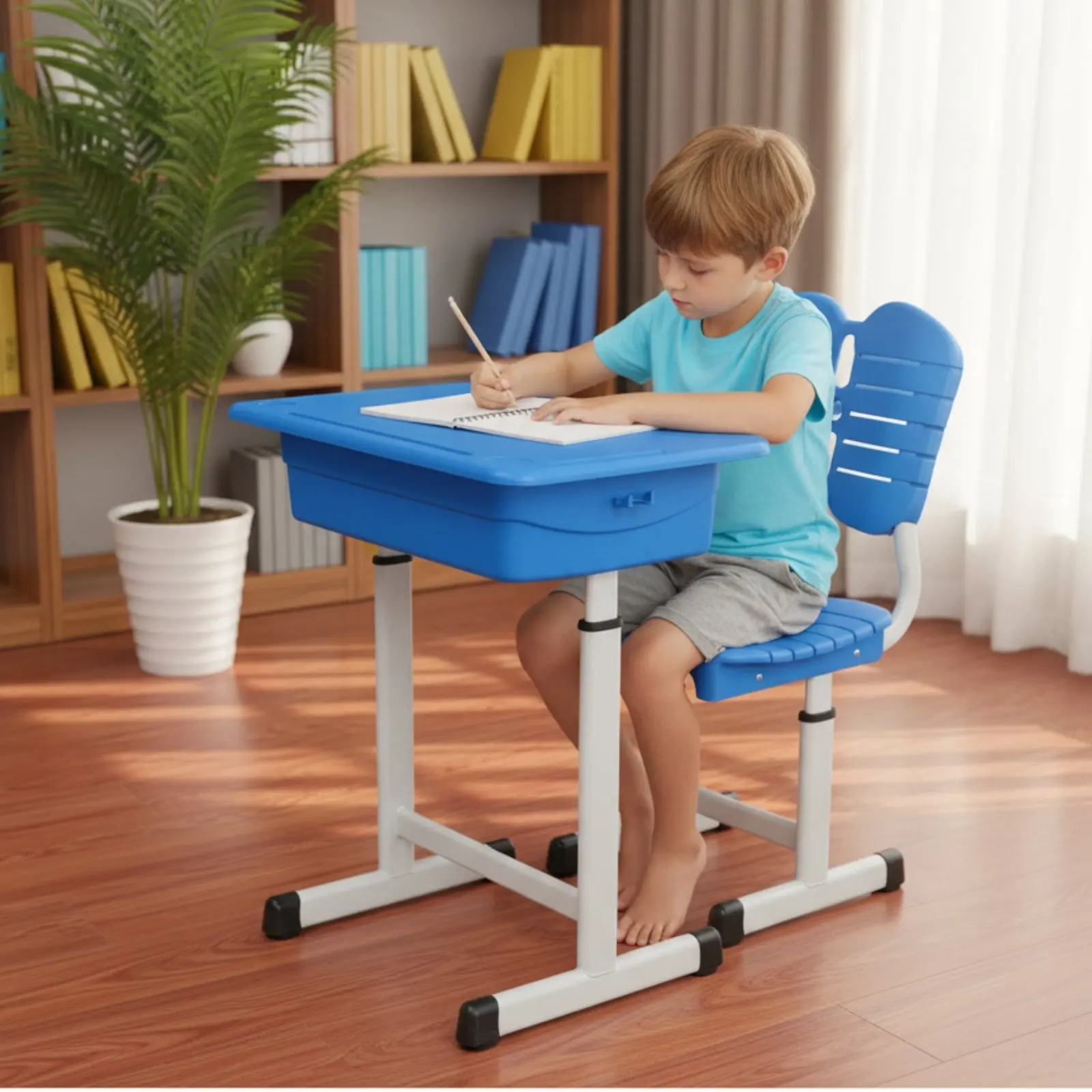 Adjustable Student Desk and Chair Set Sturdy & Long-Lasting Height Adjustable School Desk Children's Study Table and Chair