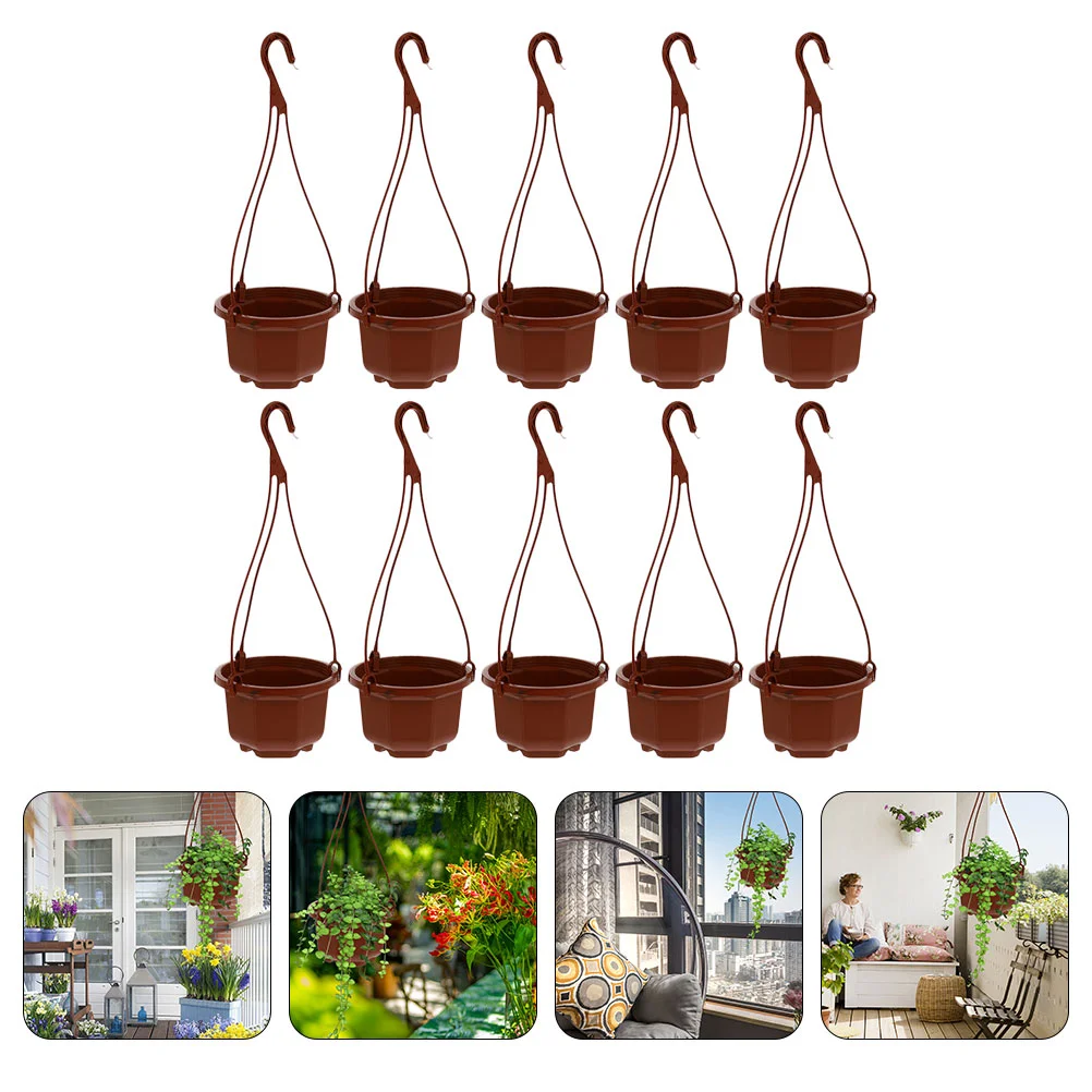 10 Sets Strawberry Deck Railing Plastic Hanging Pot Flowerpot Flowers Container Orchid Garden Supplies