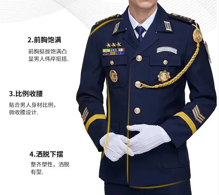 Costume bleu marine pour hommes, sécurité de printemps comprenant une veste et un pantalon