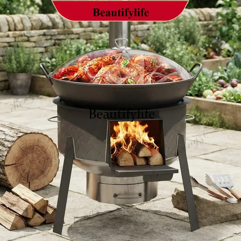 Chimeneas Outdoor Portable Fire Pit Wood Burning Brazier Stove for Camping Garden Heating Compact BBQ Grill Stand a95