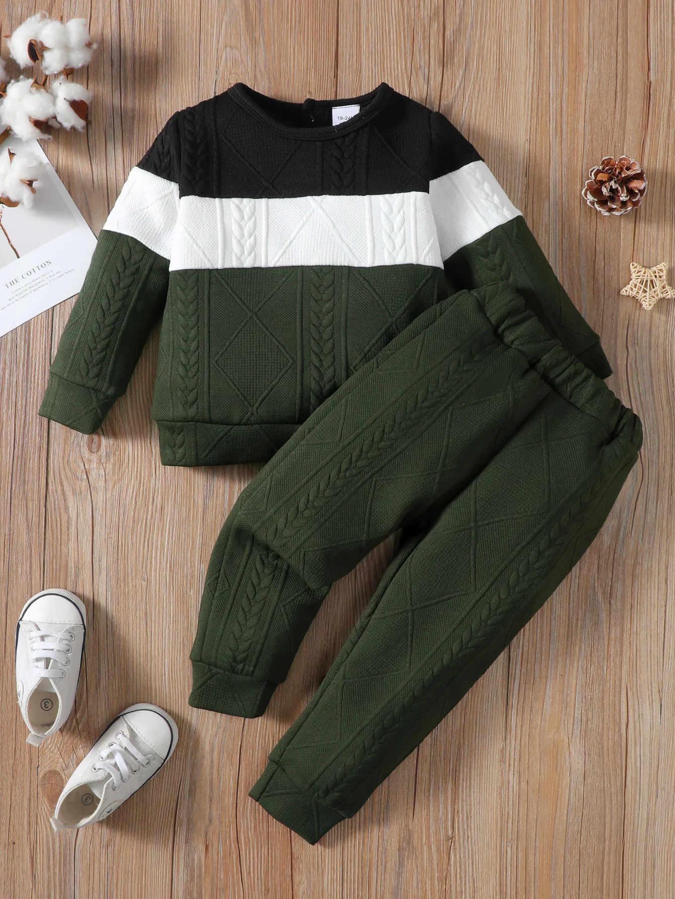 1-6 Years Kids Boy 2PCS Fashion Clothes Set Long Sleeves Patchwork Sweater+Pants Autumn&Winter Children Boy Casual Sports Outfit