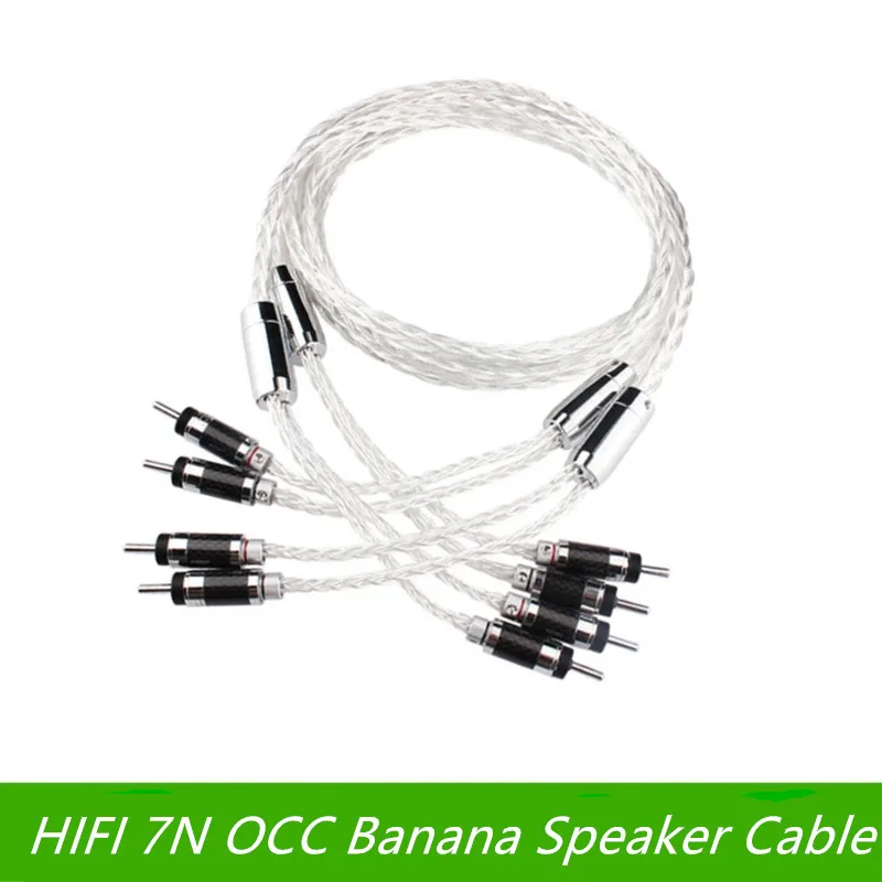 8AG Banana Loudspeaker Amplifier Cables Silver-Plated High Performance 7N OCC Audiophile Speaker Audio Cable 1m 2m 5m