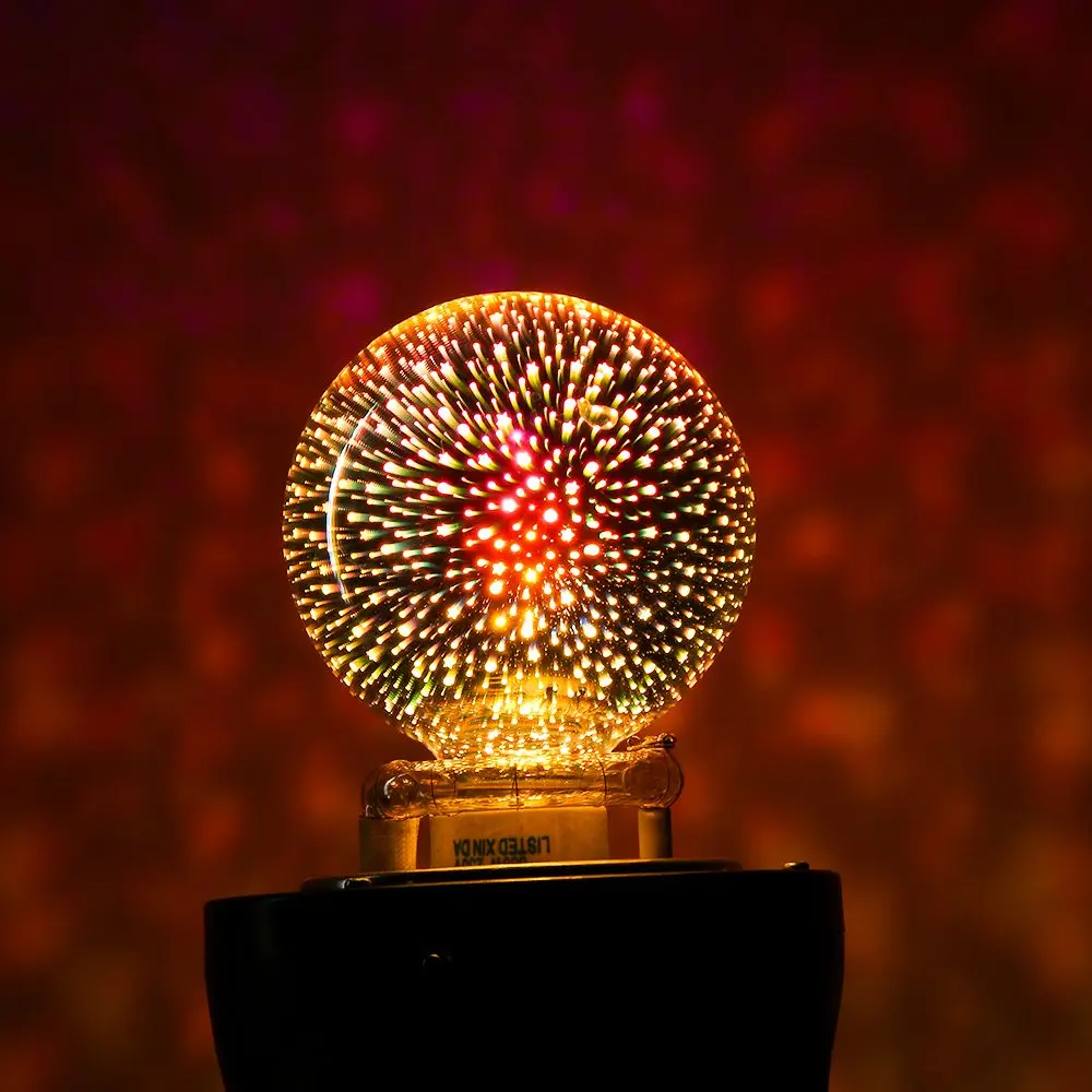 Supporto E27 da 3 W Decorazione domestica Connettore a vite Lampada da festa in vetro Lampadina Edison 3D