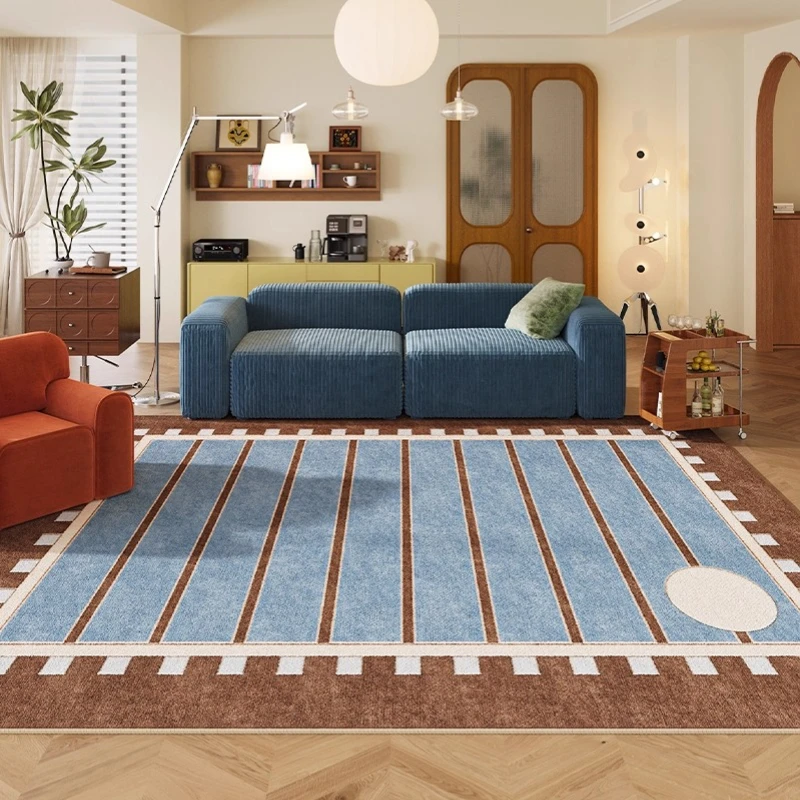 Retro Style Rugs for Bedroom Large Area Living Room Decoration Blue Carpet Anti-slip Study Soft Floor Mat Washable Cloakroom Rug