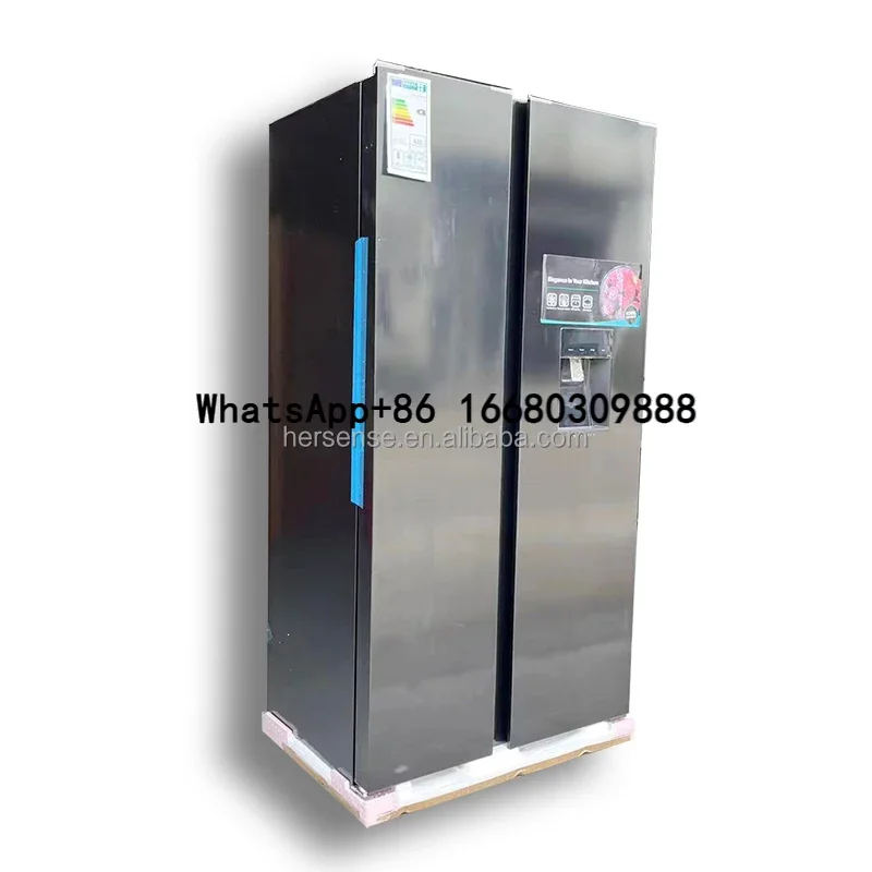 

New Sales 573L Foor French Door Refrigerator With Touch Screen and Water Dispenser 5L Storage irrigation Black