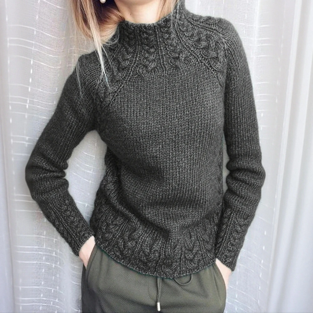 

Business Commute Style Women's Long Sleeve round Neck Sweater Fitted Design Straight Tube Sleeves No Decoration Required