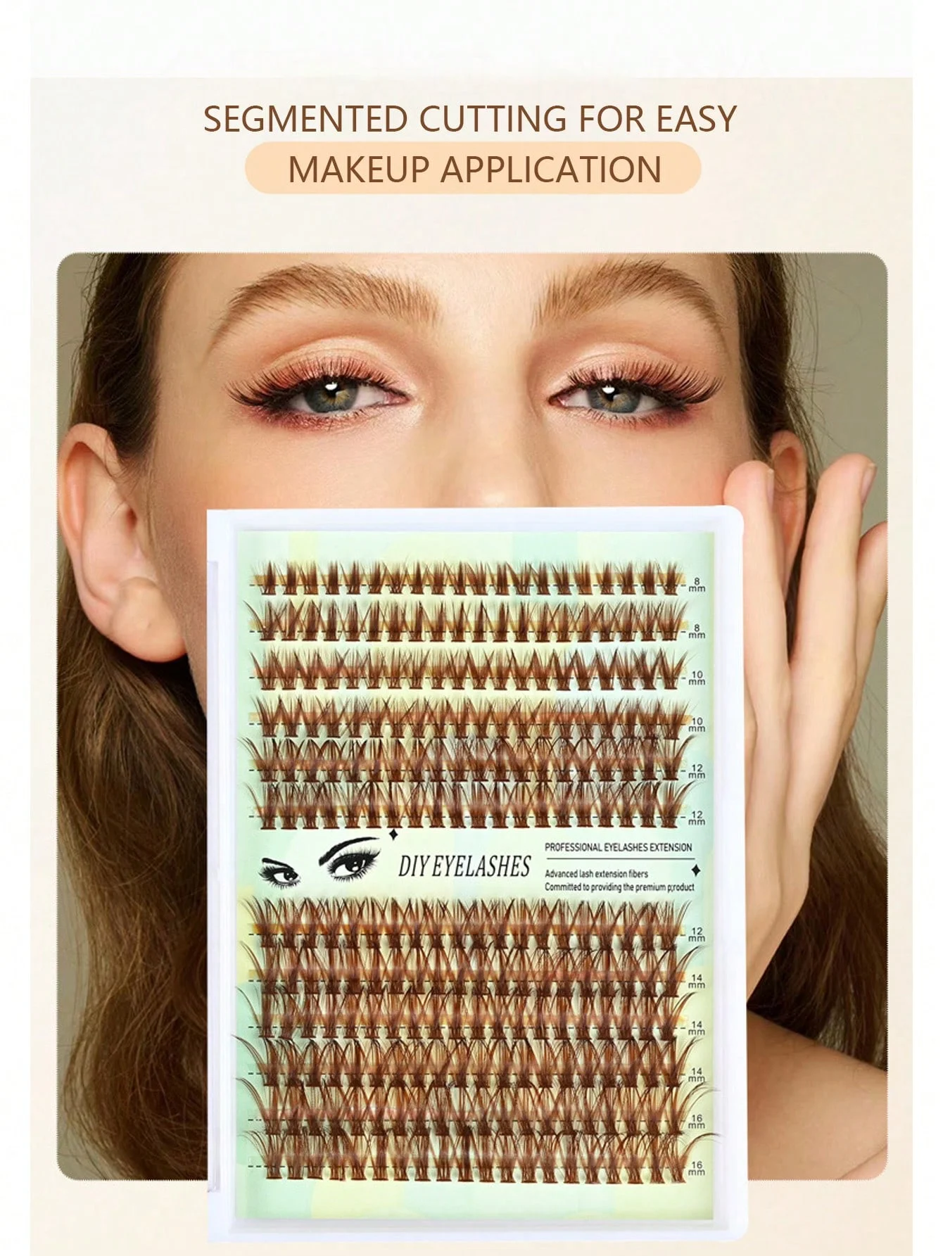 다크 브라운 속눈썹 클러스터 속눈썹 익스텐션 키트, 개별 속눈썹 키트, 자체 사용을 위한 속눈썹 본드 및 도장 속눈썹 트위저 포함, 8-16mm, 240 개