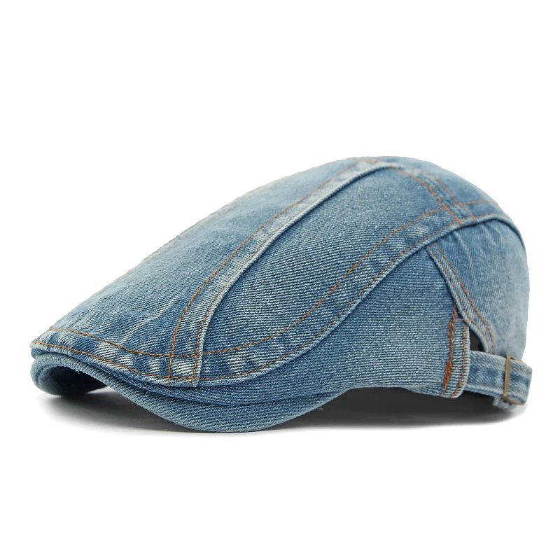 

Denim Beret Hat Classic Cap for Men and Women Black Jeans Blue Cotton Fashion Simple Design Unisex Style