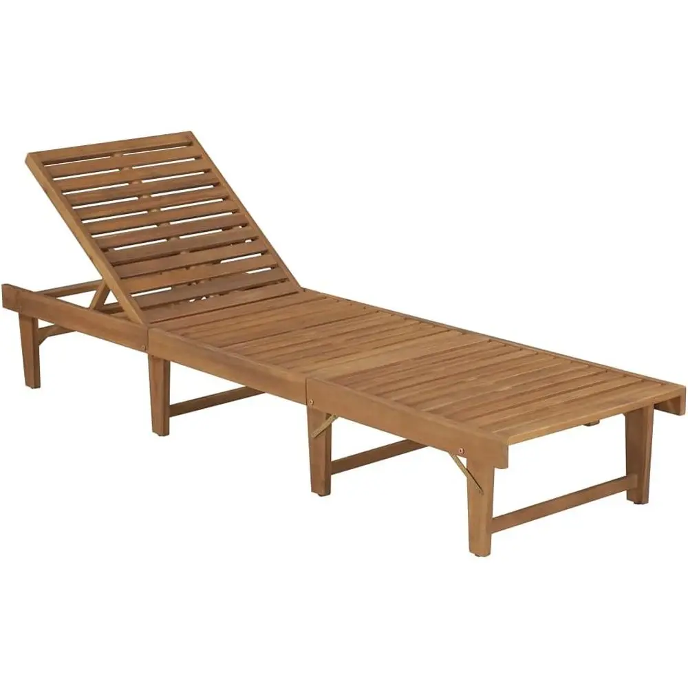 

Elegant Acacia Wood Sun Lounger with Cushion and Adjustable Backrest